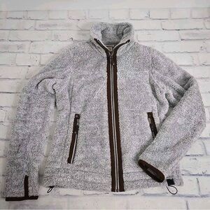 L.L. Bean Gray and Brown Fleece Jacket